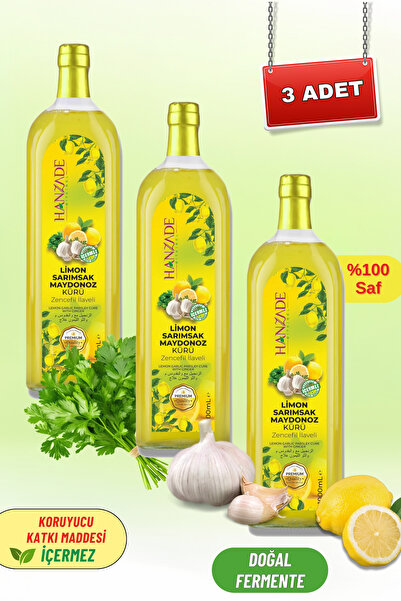 Hanzade Bitkisel Limon Sarımsak Maydanoz Kürü 1 Litre x 3 Adet Cam Şişe