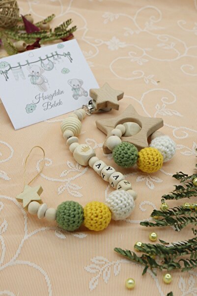 lilamtasarım Lilam Tasarım Örgü Toplu Dişlikli Emzik Askısı