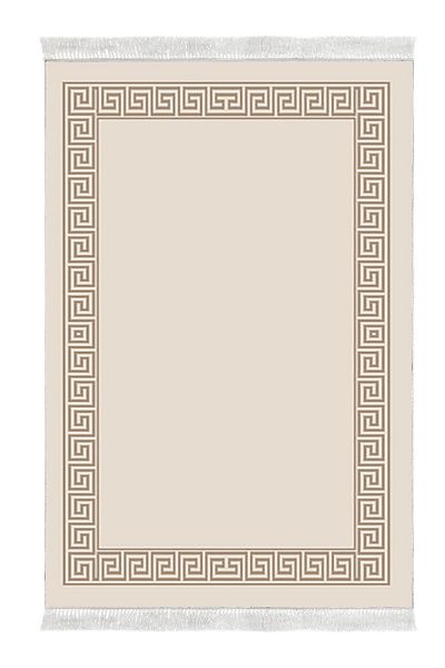 Dekoreko Digital 2-Piece Bath Mat Set Trend Felt Non-Slip Base Fringed Modern Dinah Cream