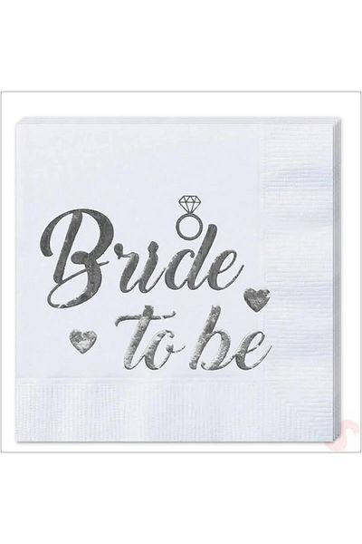 aşkın concept 16 منديلًا فضيًا بتصميم خاص - Bride to Be