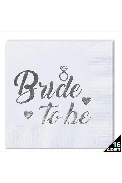 aşkın concept 16 منديلًا فضيًا بتصميم خاص - Bride to Be