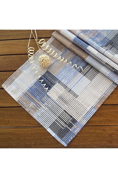 desen izmir New Season Beige Soft Striped Square Runner Cover