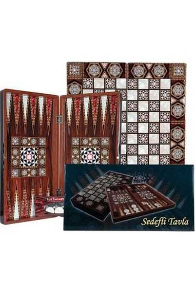 OTTOMAN GAMES Izmir Pearlescent Polyester Wooden Backgammon & Checkers Set Small Size 01