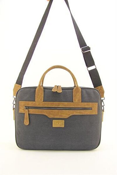 QUB CLUB Unisex Siyah Kanvas Su Geçirmez 15.6 Inç Bilgisayar Laptop Evrak Çantası (EL ÇANTASI HEDİYELİ)