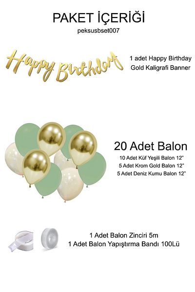 MODAT Mold Green Sea Sand Chrome Gold Concept Colors Birthday Balloon Chain Happy Birthday Banner