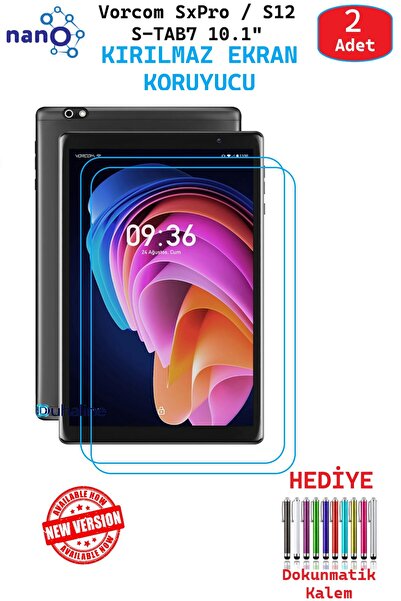 DUHALINE 2 ADET Vorcom S12-SXPro STab7 10.1" Tablet İçin Tam Uyumlu Ekran Kor...