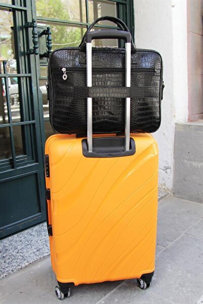 QUB ŞEKER Унисекс черна чанта за лаптоп Crocodile 15 и 15,6 инча