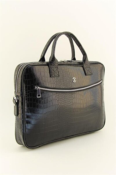 QUB ŞEKER Унисекс черна чанта за лаптоп Crocodile 15 и 15,6 инча