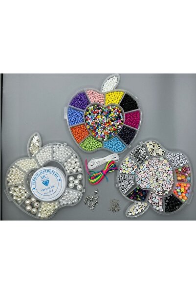 Egem aksesuar Inci Boncuk Kum Boncuk Ve Harf Boncuk Takı Yapım Hobi Seti 44 P...