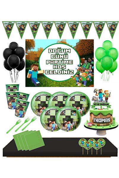 Masal Şekerleme 24 Kişilik Afişli Minecraft Parti Seti