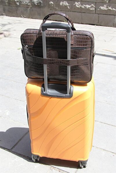 QUB ŞEKER Χαρτοφύλακας φορητού υπολογιστή Unisex Brown 15 & 15,6 ιντσών Crocodile