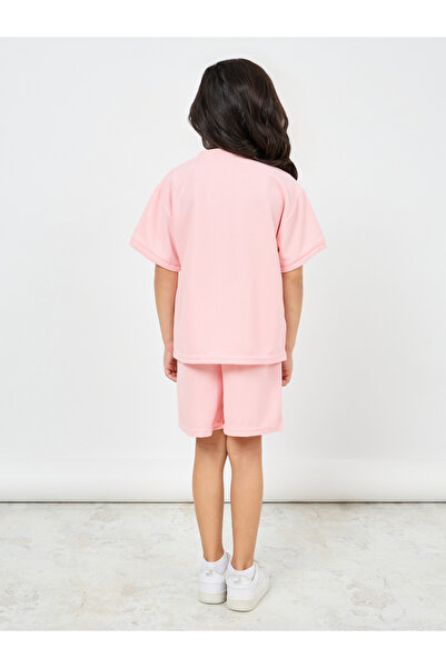 Styli Patch Detail Waffle Loose T-Shirt & Short Set