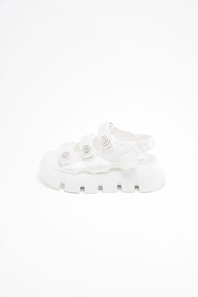 Guja 23Y364 Women's White Thick Platform Sole Velcro Open Satin Summer Orthopedic Sandals Shoes