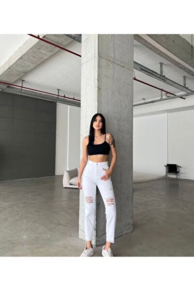 Aida Fashion Yırtık detay mom jeans