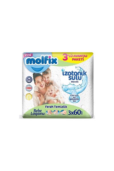 Molfix Isotonic Watery Fresh Cleaning Wet Wipes 3 x 60 Pieces