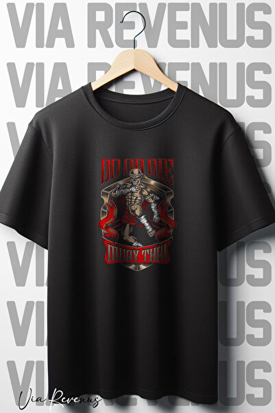 Vordevia Do or Die Štampano Muay Thai Oversize kroj Crna majica - okrugla kragna