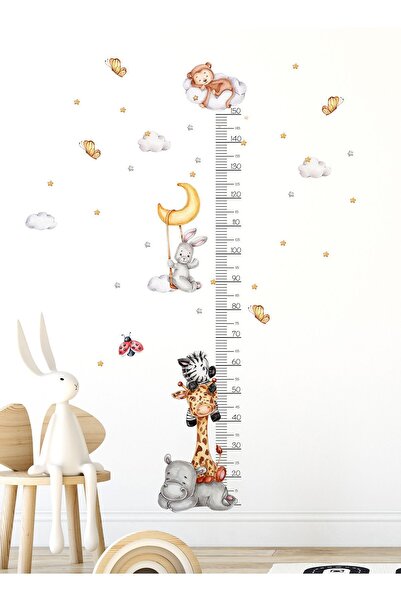 AlyMarkt Zürafa Zebra Su Aygırı Maymun Tavşan Boy Ölçer Çocuk Duvar Ayna Kapı...