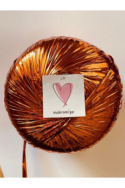 Makromİps Premium Metallic Paper - Shiny Evening Dress Polyester Bag and Hat Decorated Knitted Rope
