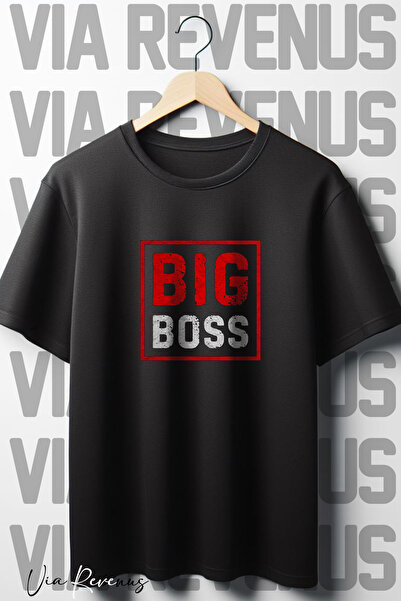 Vordevia Oversize Μαύρο T-Shirt - Big Boss Printed, Crew Neck