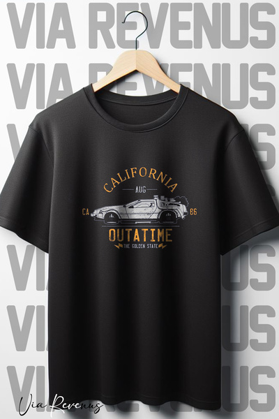 Vordevia Μαύρο Oversize Printed - Μπλουζάκι Back To The Future, Crew Neck