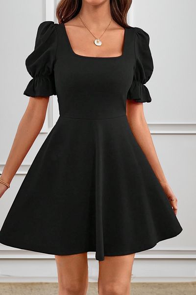 segrock Rochie midi din crepon cu mâneci cu balon pentru damă