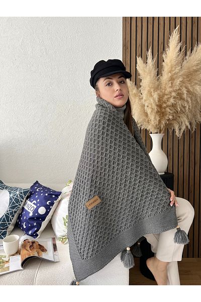 Levanzo Anthracite Knitted Shawl-TV Blanket - 130x170 cm
