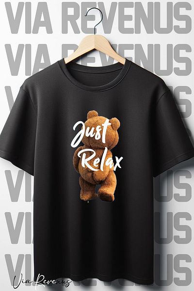 Vordevia Μπλουζάκι Just Relax με εμπριμέ μαύρο oversize - Crew Neck