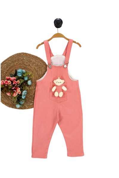 EXTRAÇARŞI 2/5 Years Girl's Adjustable Straps and Teddy Bear Salopet
