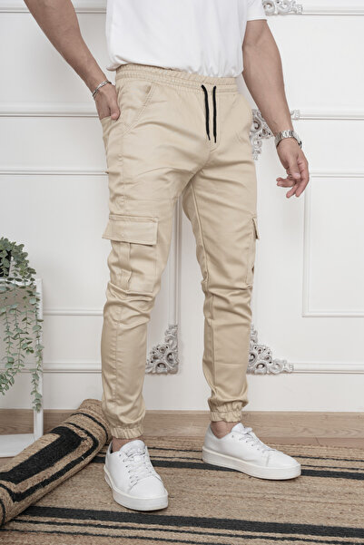 LEWADENIM Ανδρικό κρεμ τζιν Cargo Pocket