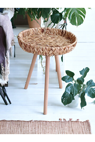 Toprak Design Tekli Bohem(30cm) Su sümbülü Sehpa, Yan sehpa, Hasır Zigon sehp...