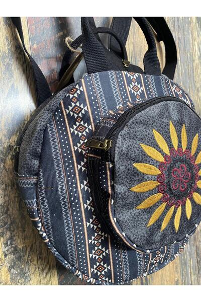 Street Bag Fargin Bohemian Embroidered Round Backpack - Waterproof, For Daily Travel