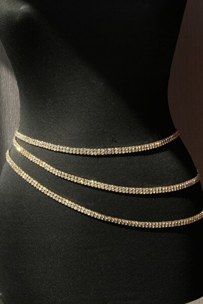 Mupten Taşlı Kemer Vücut Kemeri Gold