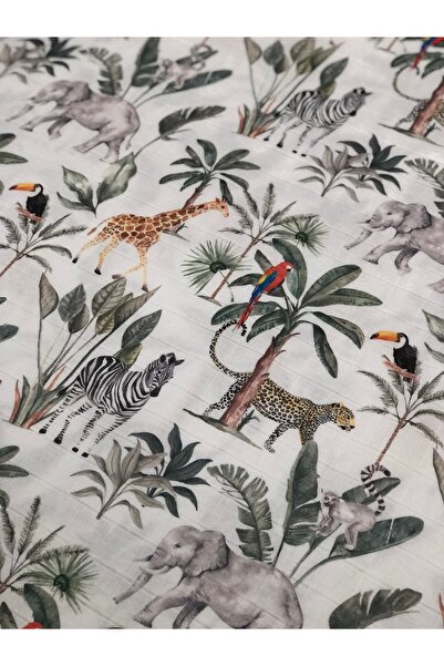 Sefaoğlu tekstil بطانية موسلين مطبوعة رقمية 90*90 سم - 100% قطن متعددة الأغراض