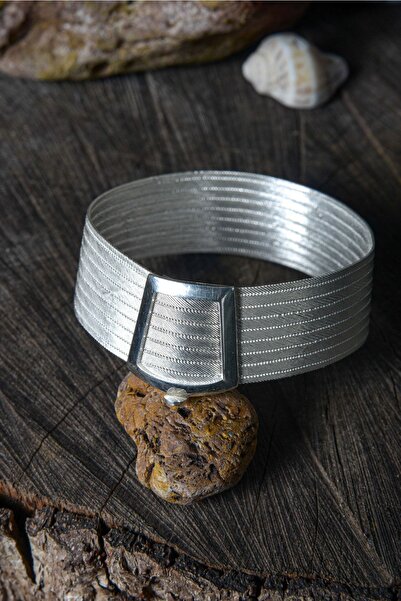 Aquamarine 9 Sıra Gümüş Trabzon Hasır Bileklik