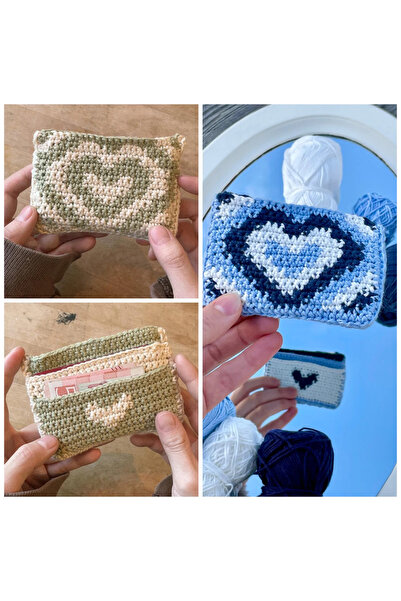 YOS TREND El İşi Kalp Detaylı Kadın Cüzdan - Şık ve Romantik Tasarım, Farklı Renk Seçenekleri,Hediyelik Cüzdan