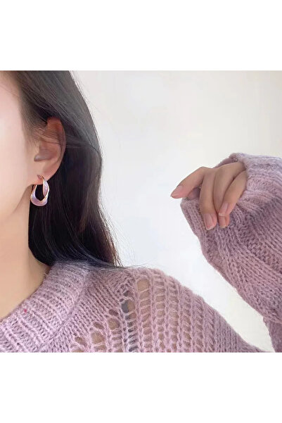 NeednStore Kadın Mor İnci Kaplama 925 Ayar Gümüş Üzerine Altın Kaplamalı Küpe