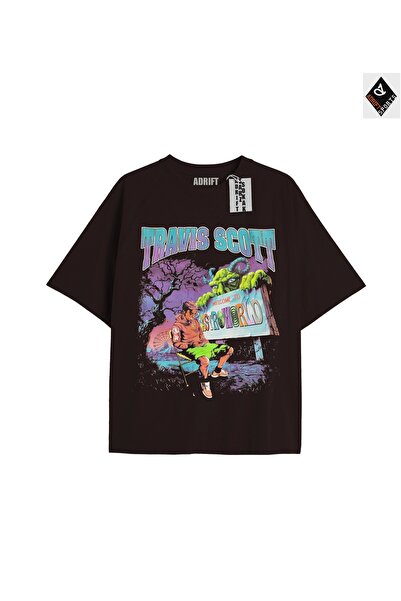 Adrift Travis Scott Black Oversize Unisex T-shirt - Άνετη εφαρμογή