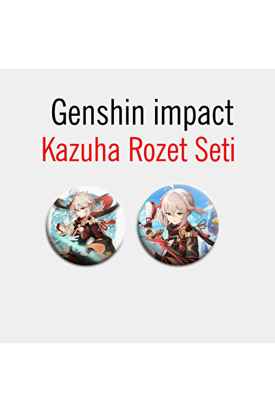 Akumastik مجموعة زينة مكونة من قطعتين مع شارة وزر إبرة لـ Genshin Impact Kazuha