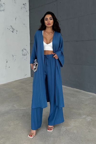 Ortaya Çık Set kimono lung albastru - Set de jos și de sus
