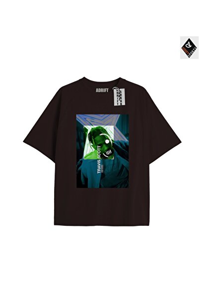 Adrift Travis Scott crna oversize unisex majica - opuštenog kroja