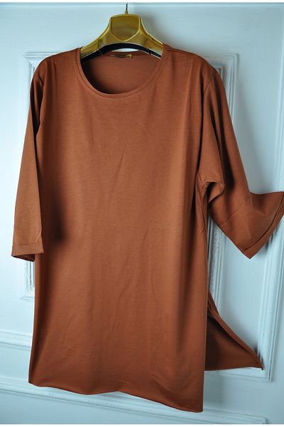 elma abone Plus Size - Komak Tunik Χτενισμένο Βαμβακερό