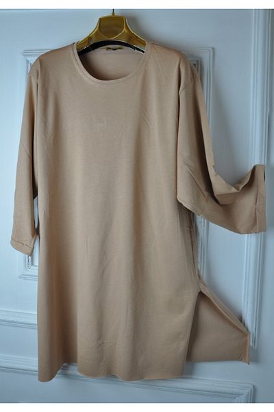 elma abone Plus Size - Komak Tunik Χτενισμένο Βαμβακερό