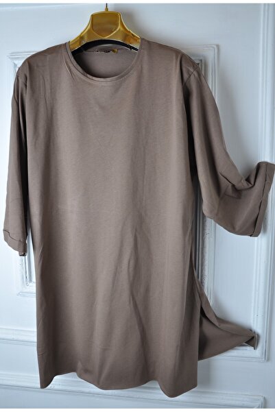 elma abone Plus Size - Komak Tunik Χτενισμένο Βαμβακερό