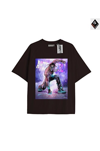 Adrift Travis Scott crna oversize unisex majica - opuštenog kroja