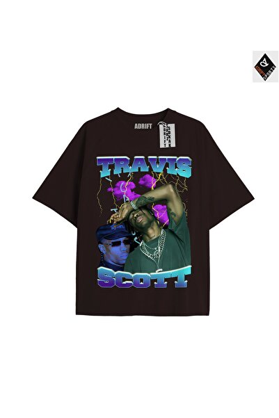 Adrift تي شيرت ترافيس سكوت أسود كبير الحجم للجنسين - قصة مريحة