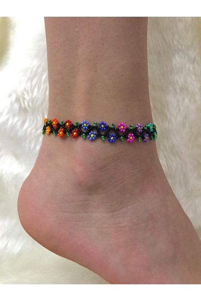 Beykan Women's Colorful Floral Anklet