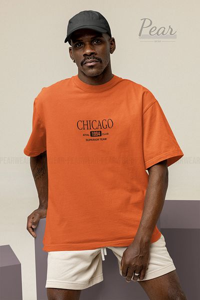 Pear Wear Unisex Oversize Chicago Printed T-Shirt