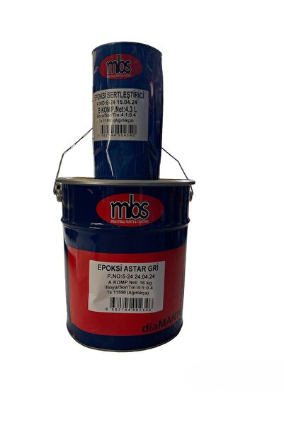 MBS EPOKSİ ASTAR GRİ 16KG + EPOKSİ SERTLEŞTİRİCİ 4KG