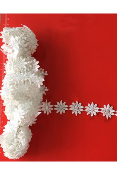 DUAYEN Güpür Dantel Klasik Büyük Papatya 8 Metre