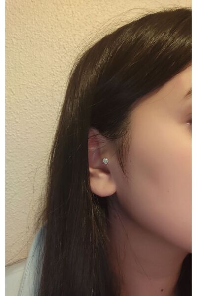 alysa jewelry Çelik Damla Model Arkası Düz Piercing Kıkırdak- Lobe-tragus-helix